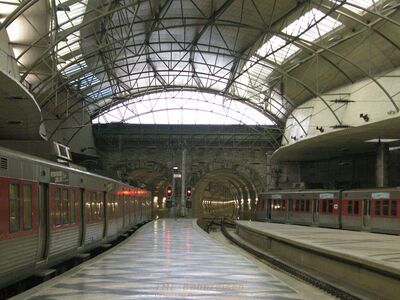 Bahnhof Rossio, Blick von der Halle in den unmittelbar anschließenden renovierten Tunnel